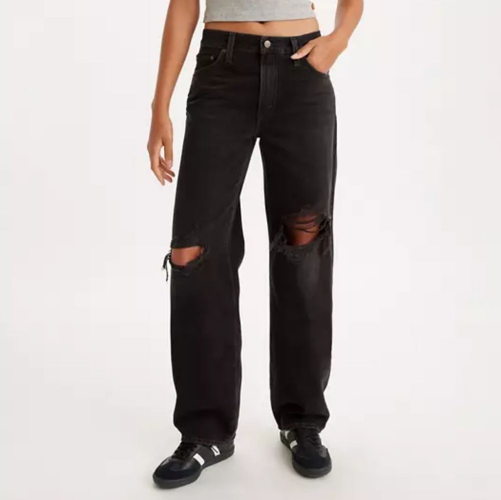 LEVI'S Baggy Dad Women's Jeans Size 24 - Rake It Up - Black